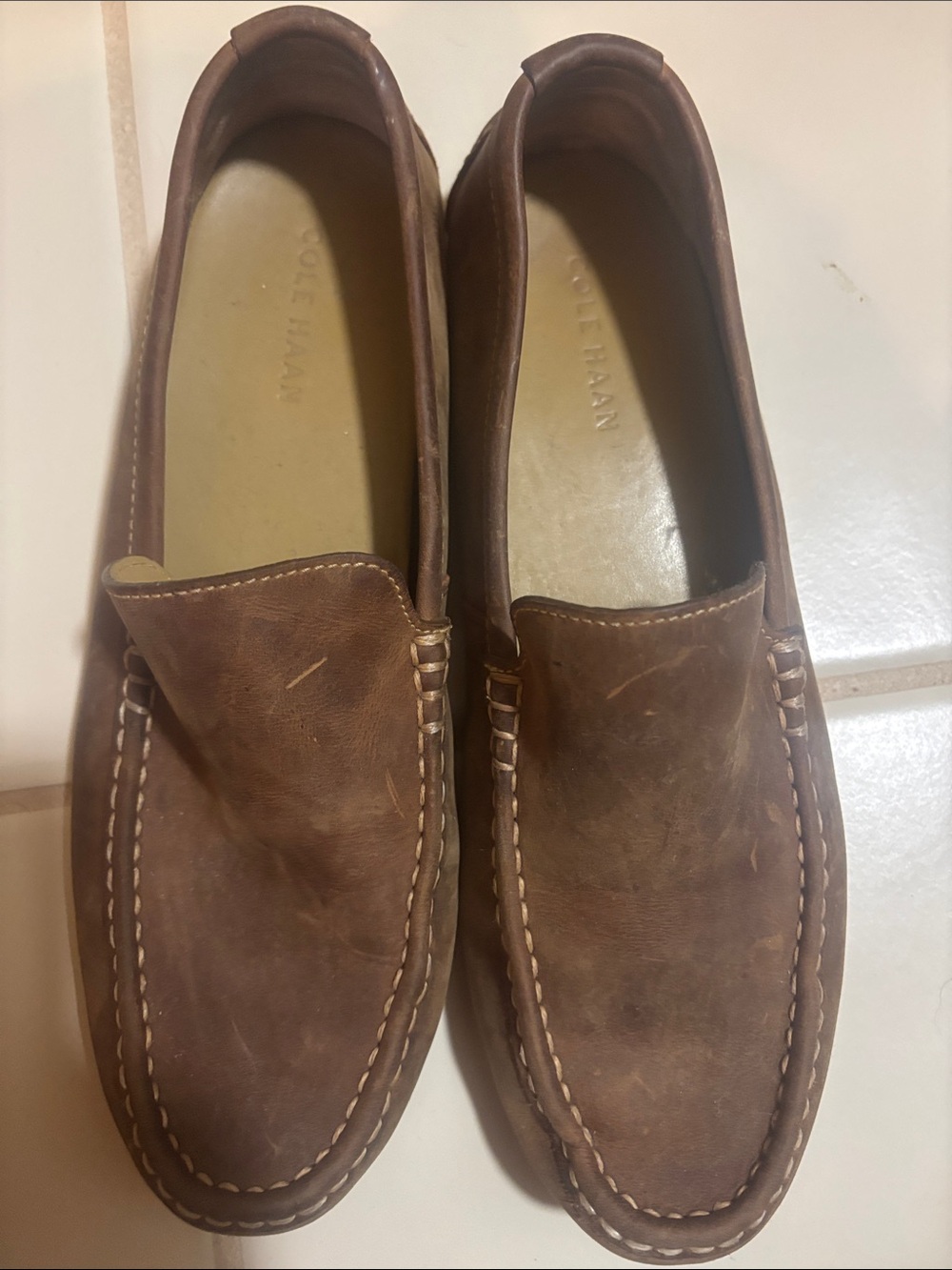 Cole Haan Brown Leather Slip-On Driving Loafers size 9.5